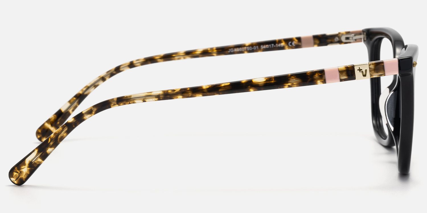Terra - Square Black Eyeglasses by Vooglam - Side View