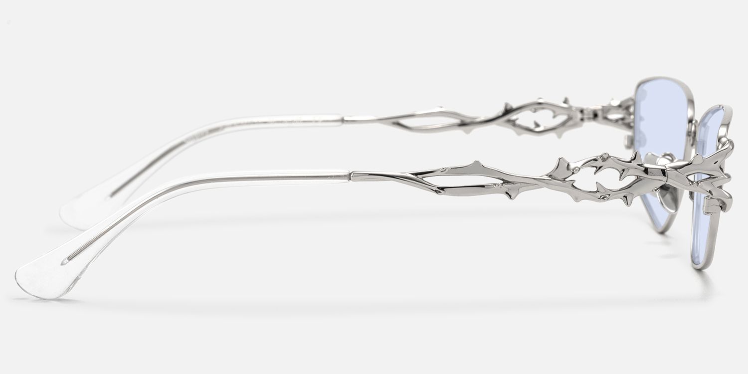 Spine - Silver Light Blue Tint Sunglasses by Vooglam - Side View