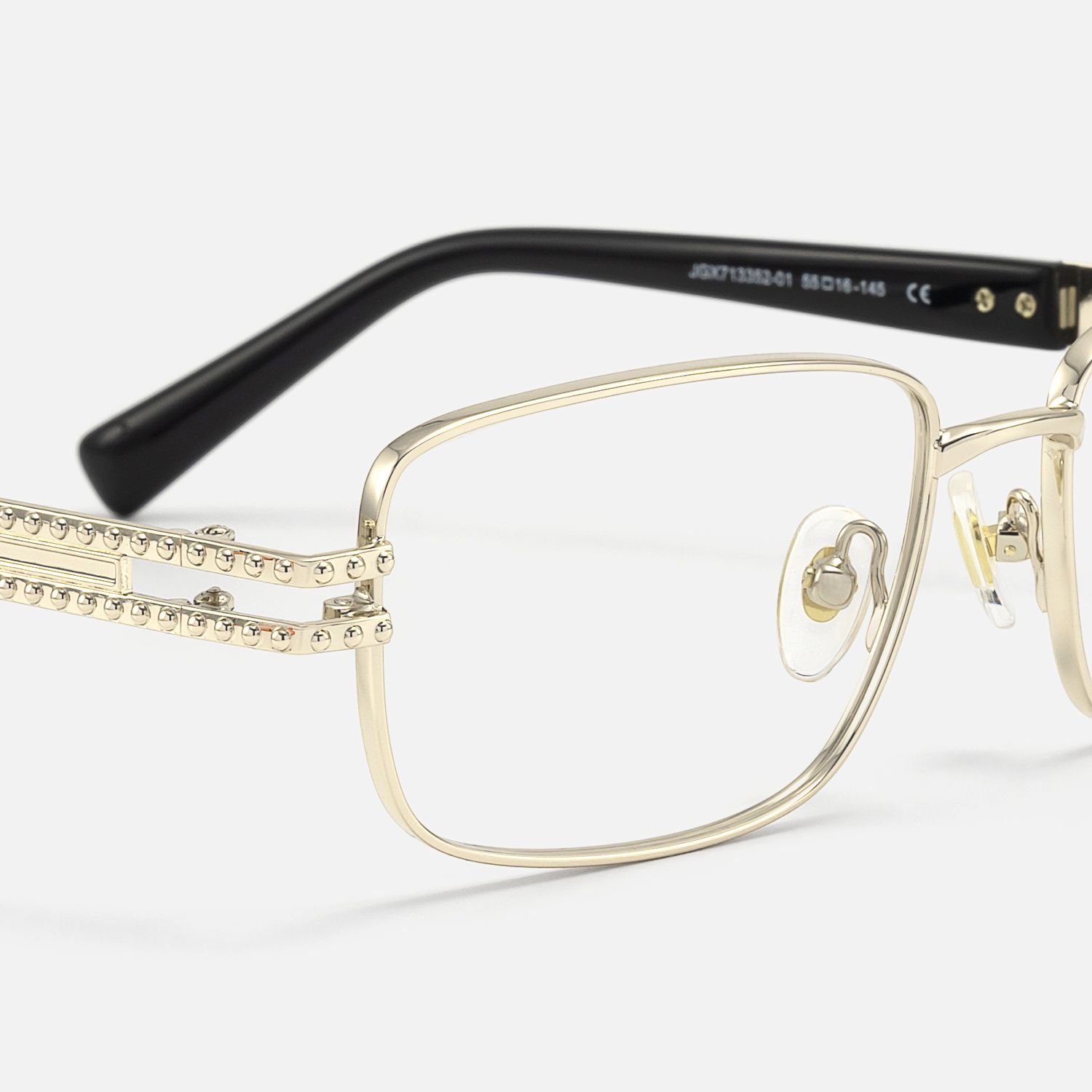 Veyra - Black & Gold Studded Glasses by Vooglam - Design Details