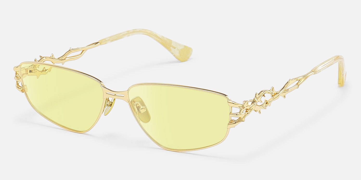 Spine - Gold Yellow Tinted Sunglasses by Vooglam - Front View