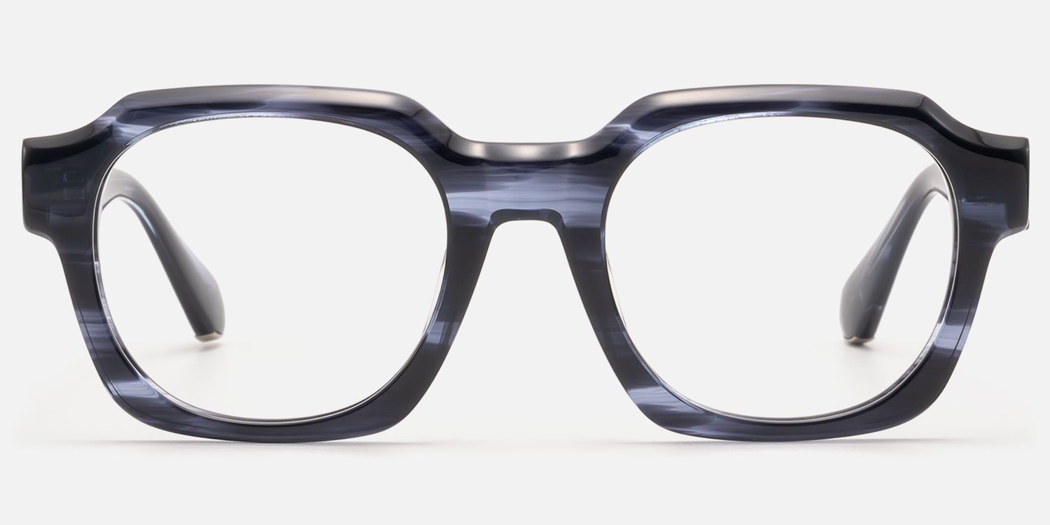 Vernon - Clear Dark Blue Fluid Texture Glasses by Vooglam - Angle View