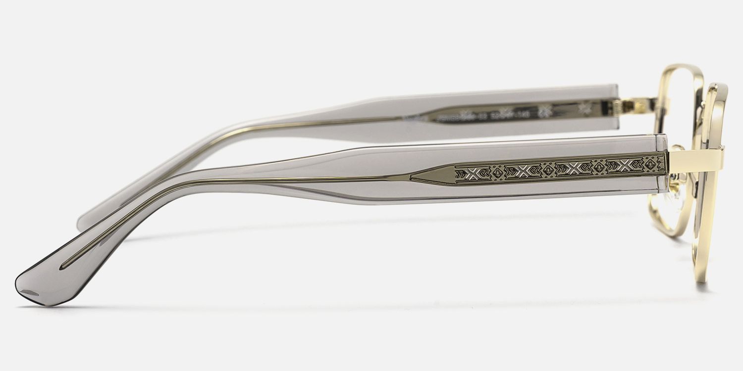 Ubuntu - Rectangle Gold Eyeglasses by Vooglam - Side View