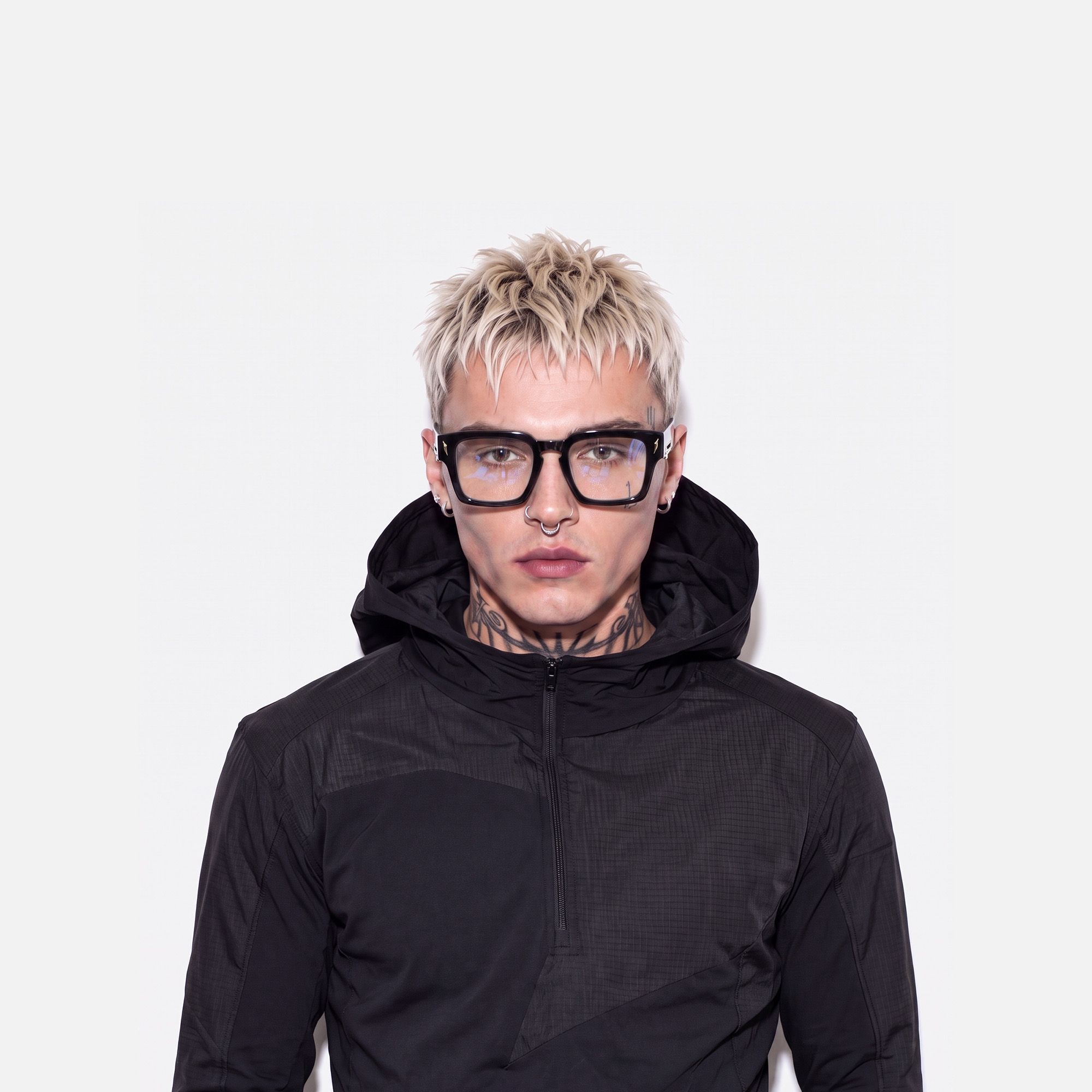 Stiletto - Black & Gold Sword Rectangle Glasses by Vooglam - Lifestyle Look