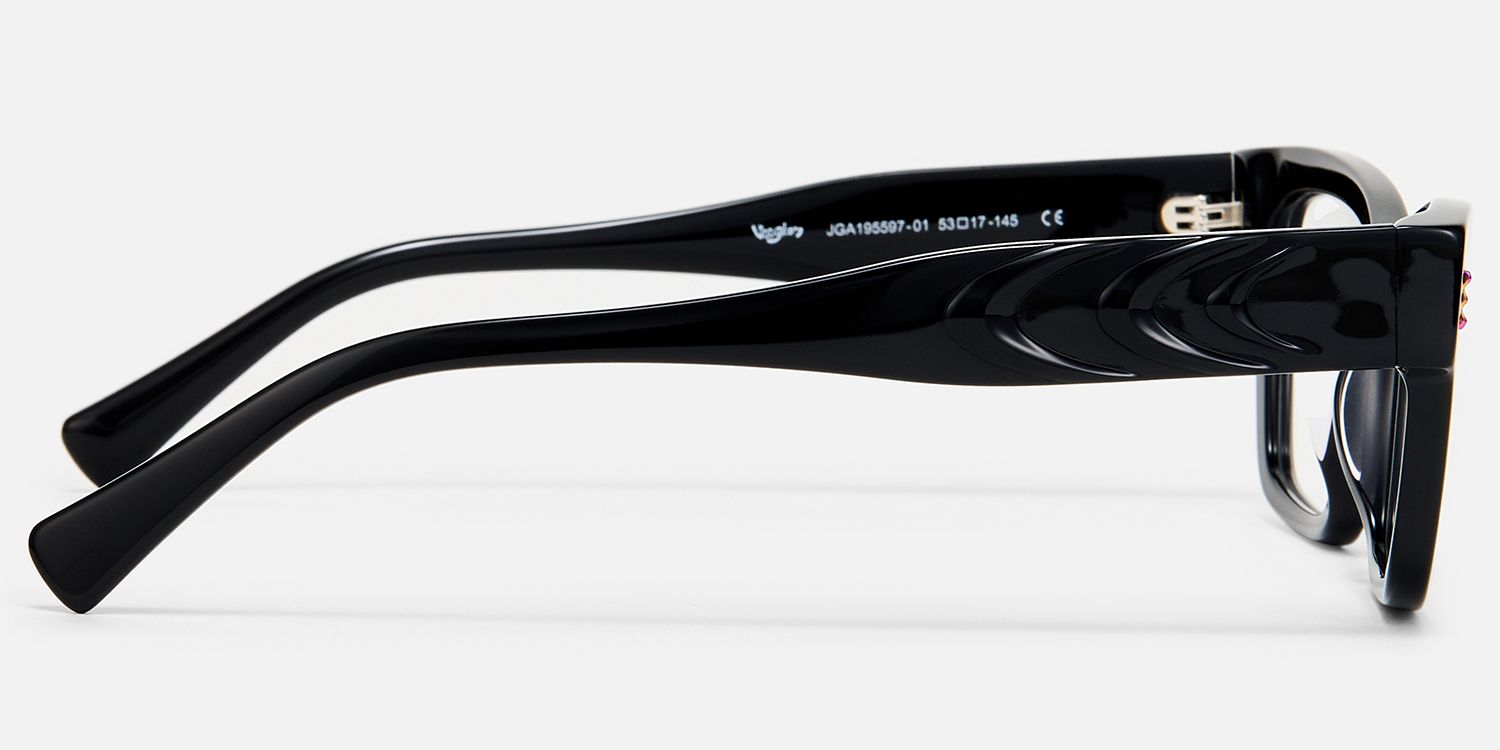 Surreal - Rectangle Black Eyeglasses by Vooglam - Side View