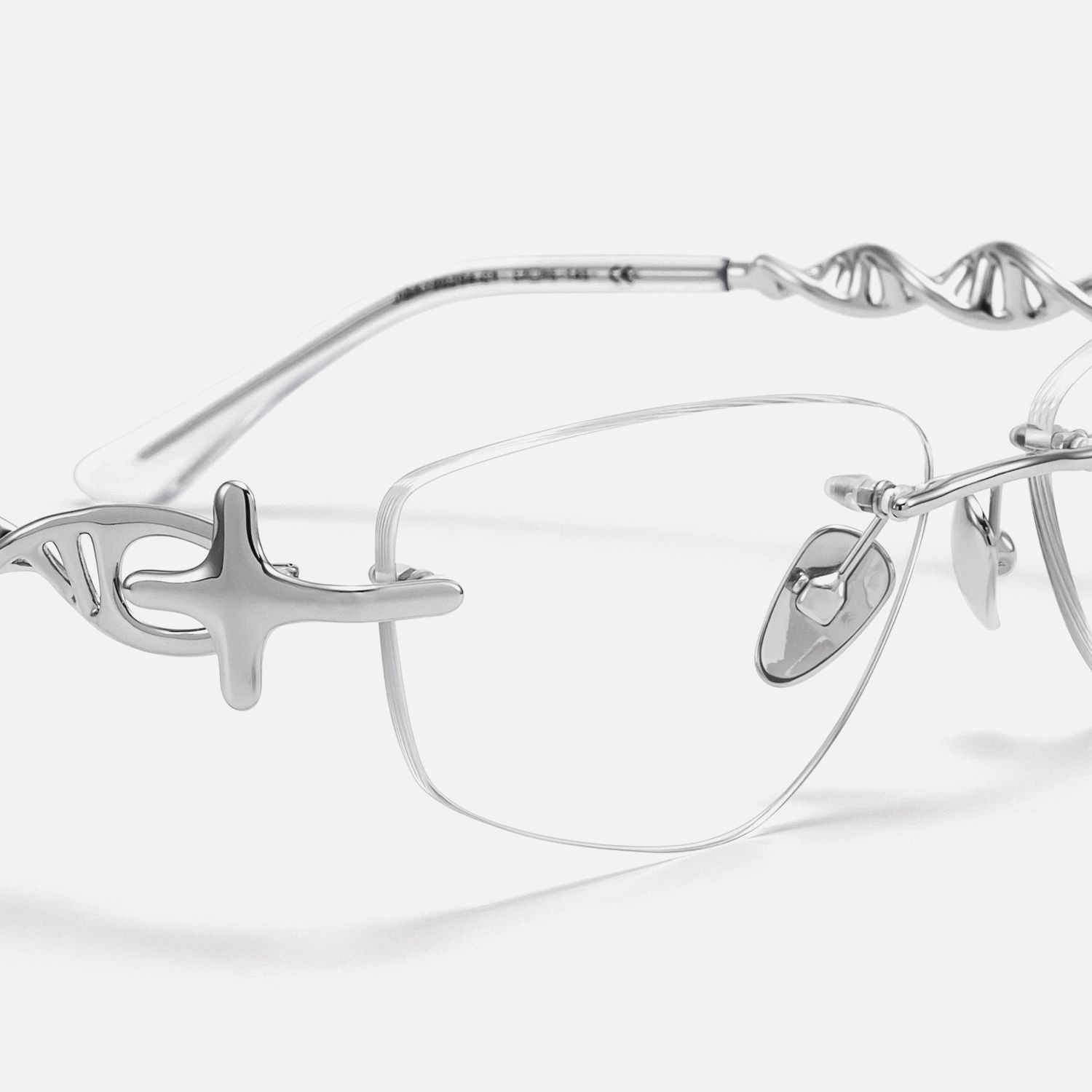 The Decoder - Silver Rimless DNA Glasses by Vooglam - Design Details