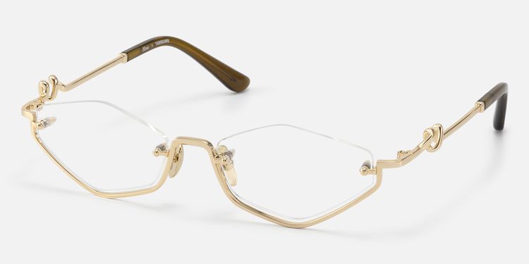 Niseko - Champagne Gold Octagon Half Rim Glasses by Vooglam