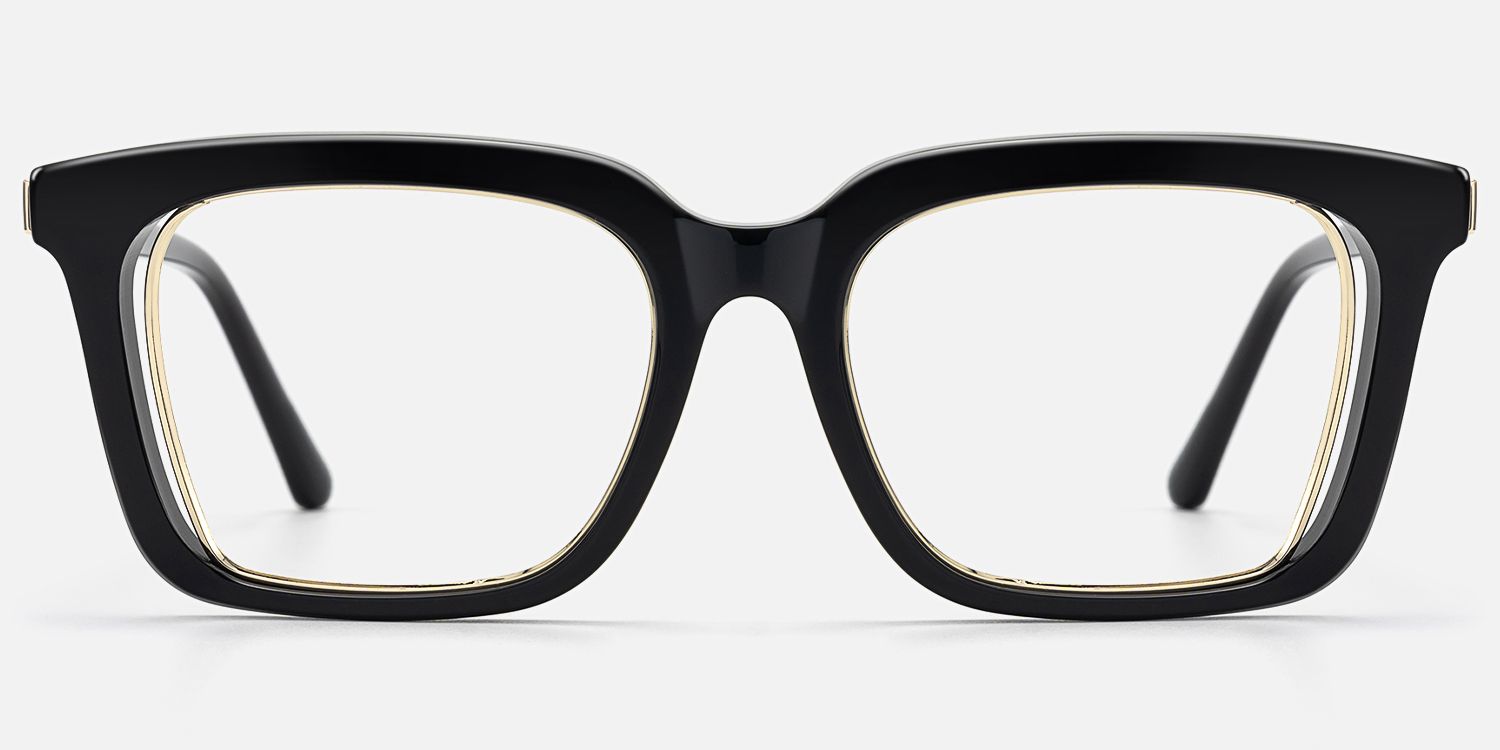 Chaparral - Vintage Black Rectangle Glasses by Vooglam - Angle View