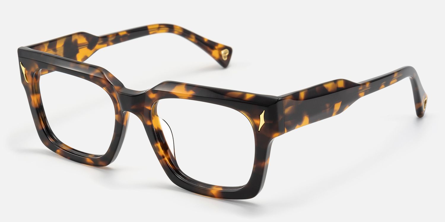 Mahola - Rectangle Tortoise Thick Acetate Eyeglasses by Vooglam - Front View