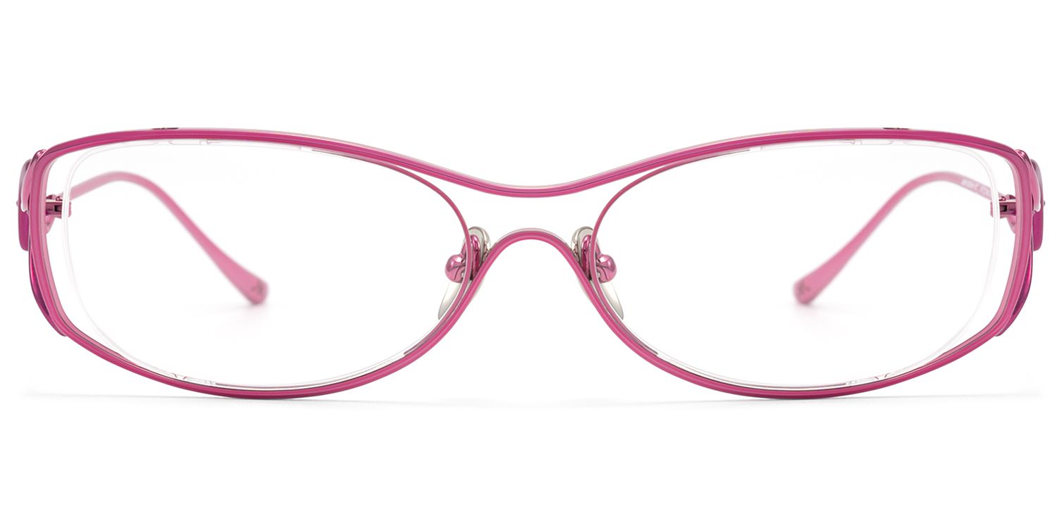 Okinawa - Pink Metal Hollow Design Oval Glasses by Vooglam Product Details 1