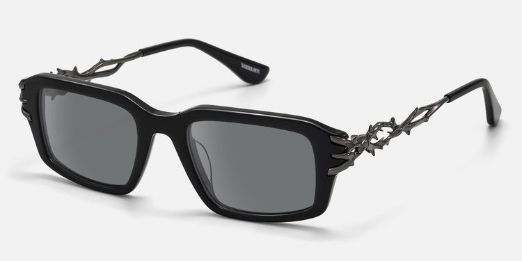 Vorpal - Goth Thorn Rectangle Black Sunglasses by Vooglam