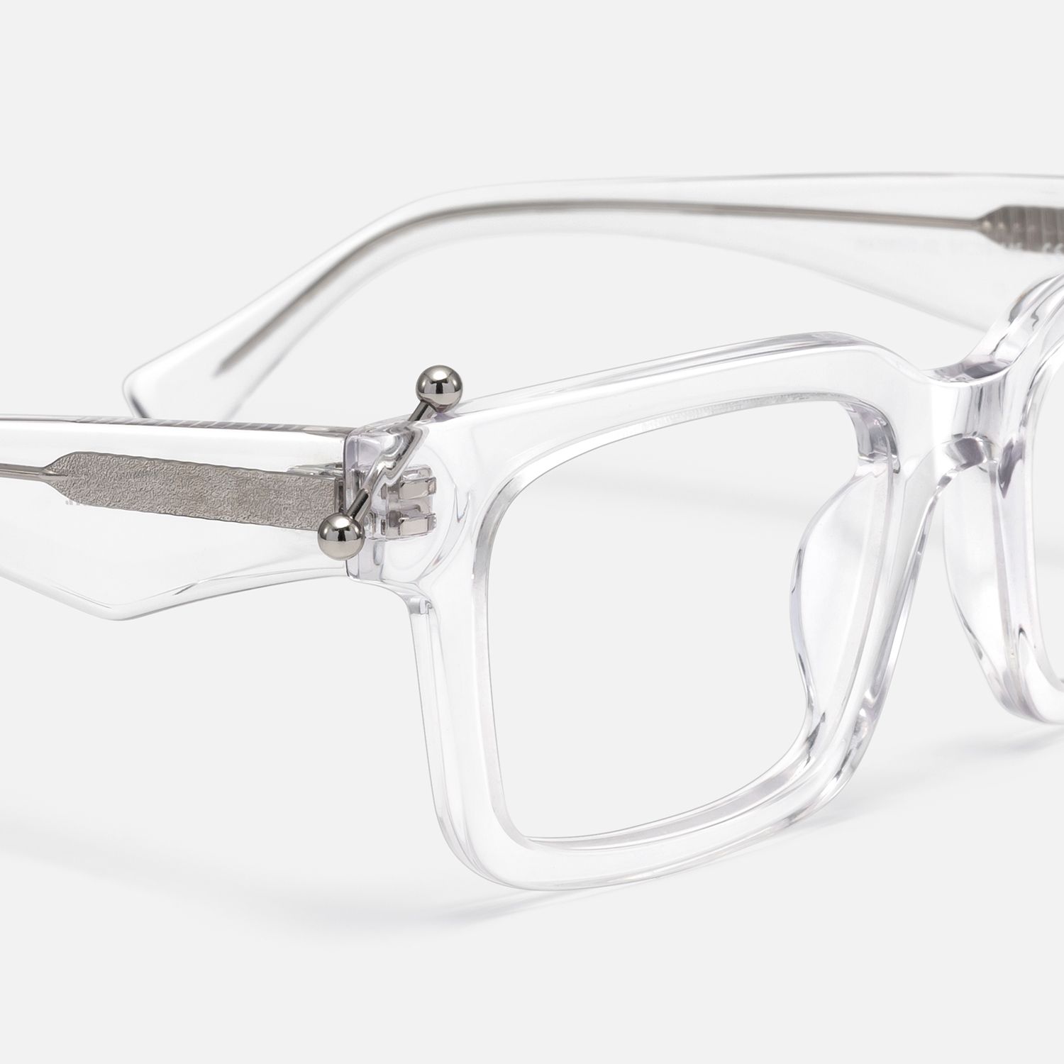 Spike - Rectangle Transparent Eyeglasses by Vooglam - Design Details