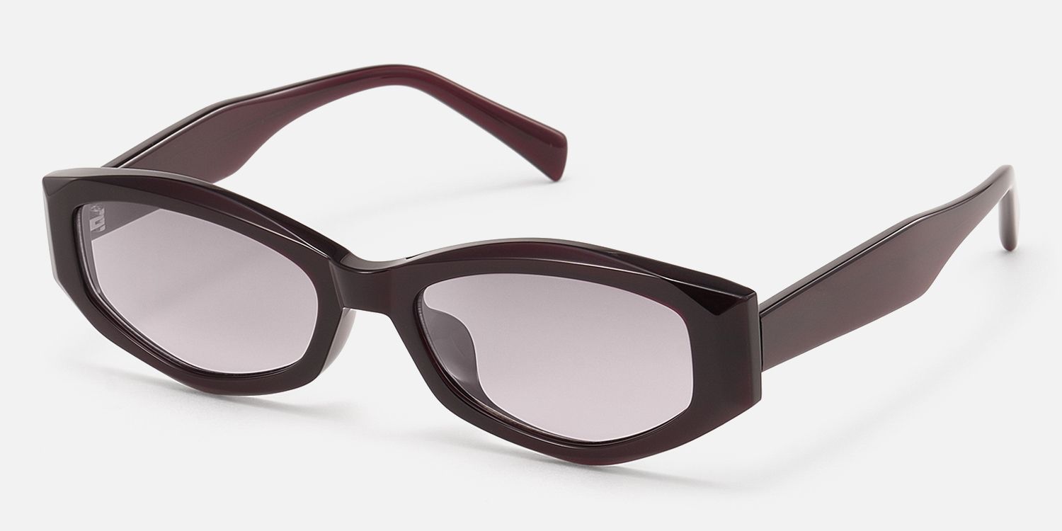 Vesper - Dark Red Geometric TR90 Sunglasses by Vooglam - Front View