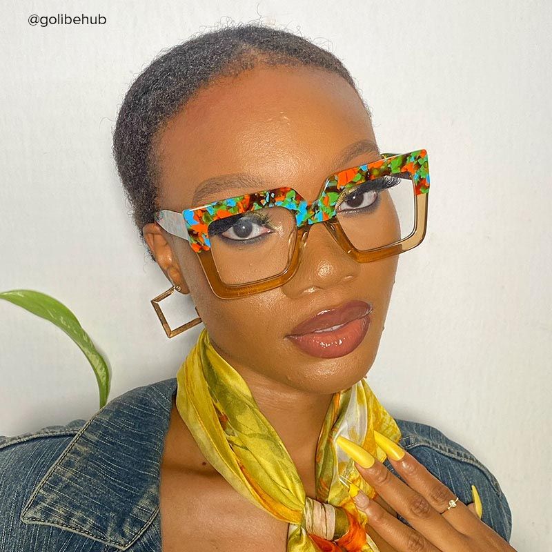 Charisse - Square Two-tone Floral Eyeglasses - 9