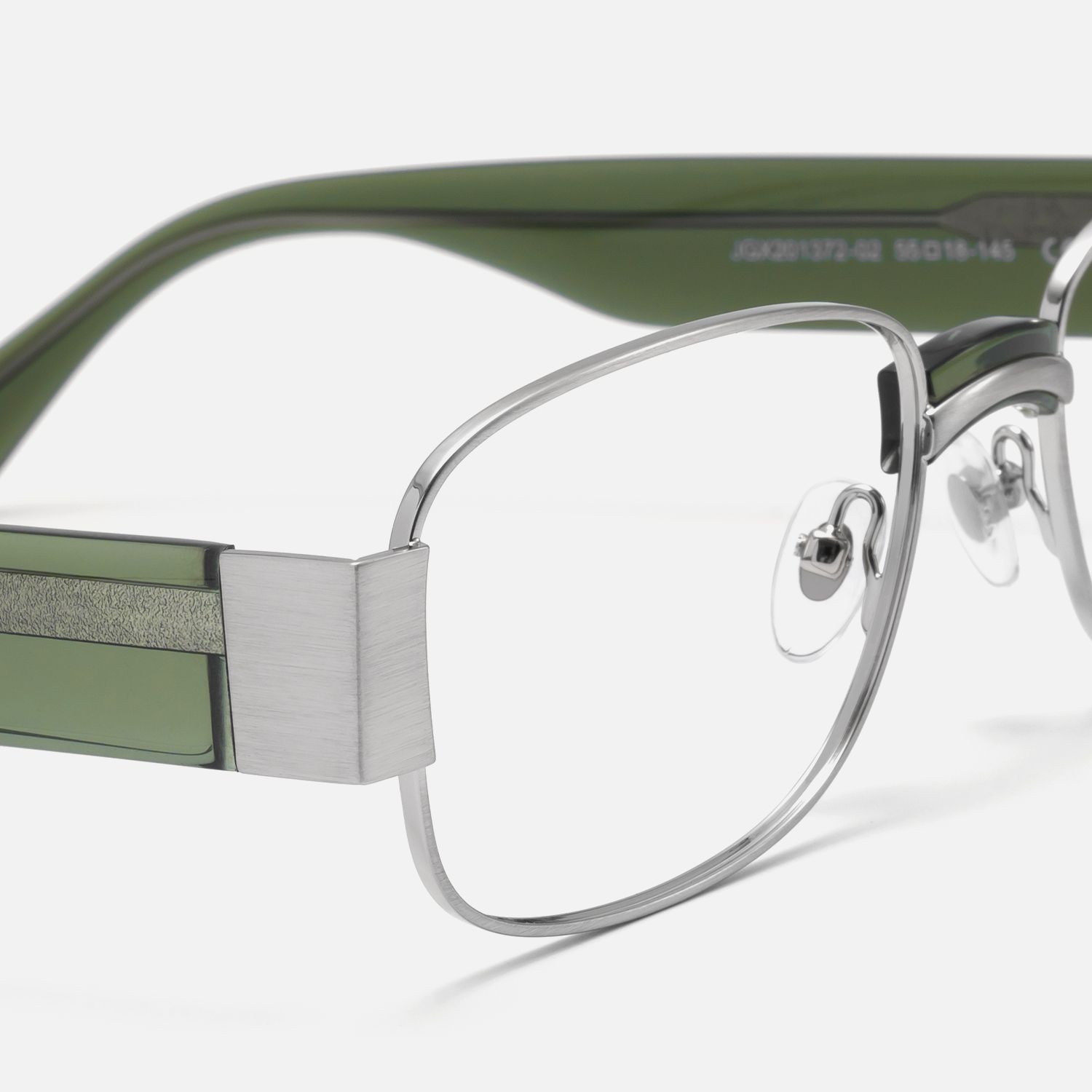 Nyame - Rectangle Silver Eyeglasses by Vooglam - Design Details