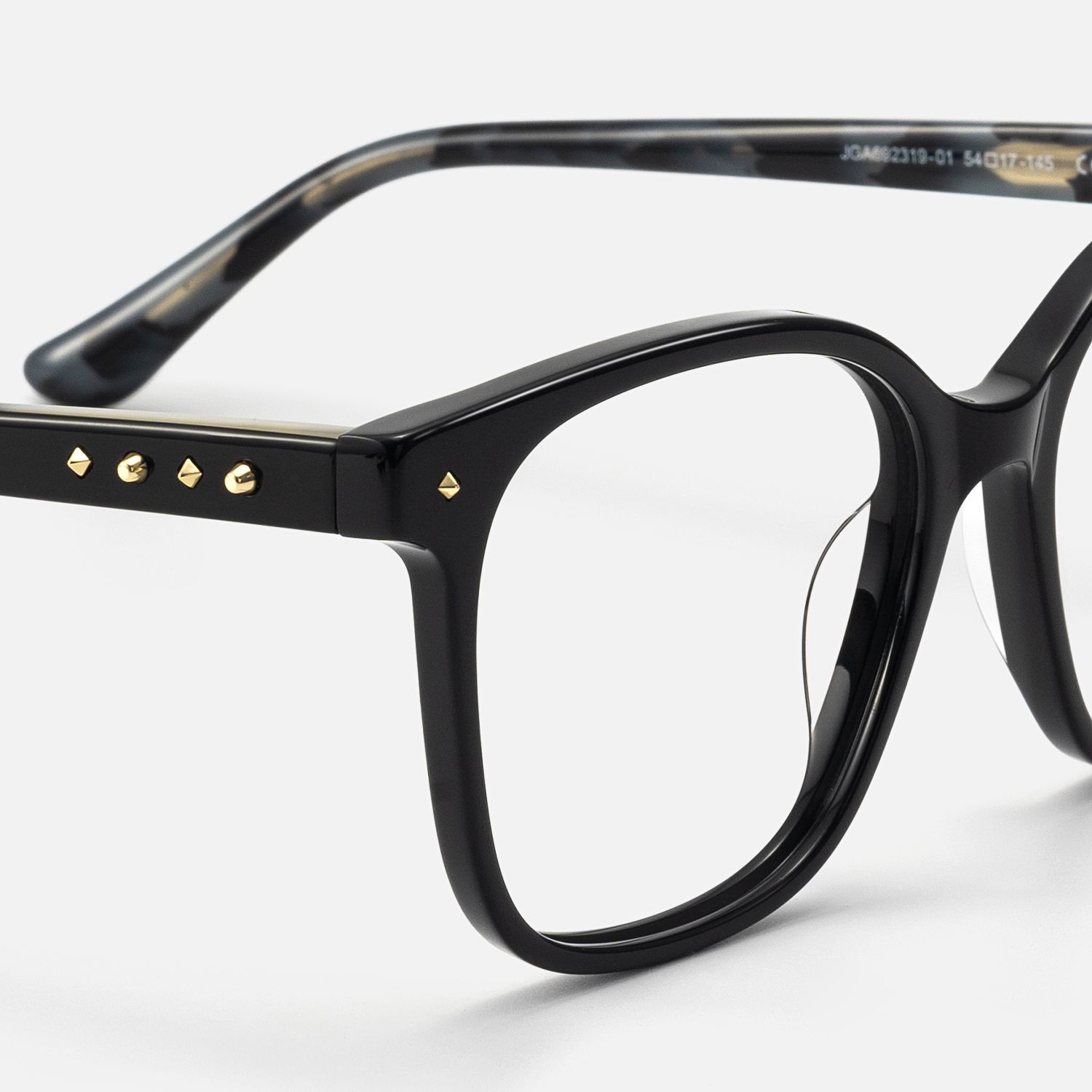Spacek - Boho Chic Square Black Eyeglasses by Vooglam - Design Details