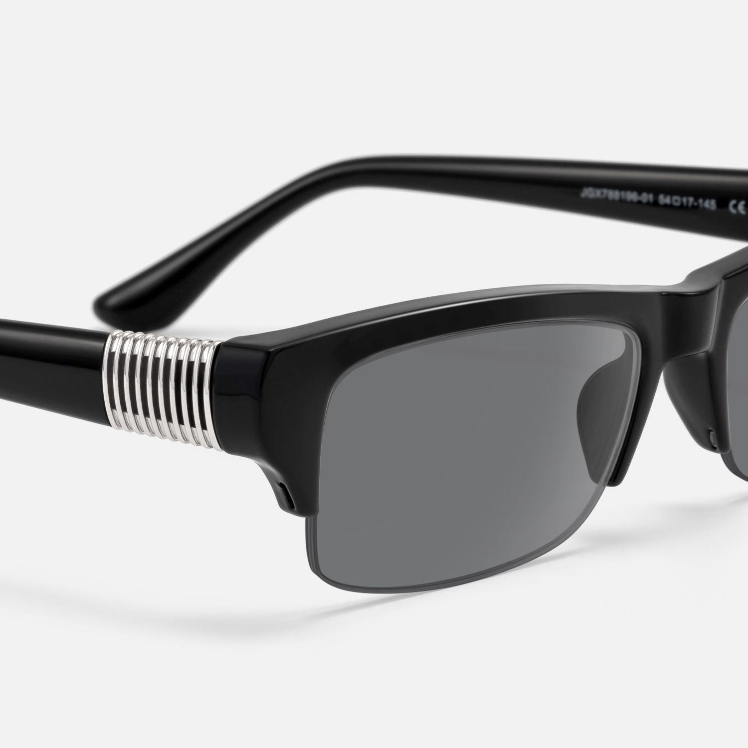 Kairo - Black Semi Rimless Sunglasses by Vooglam - Design Details