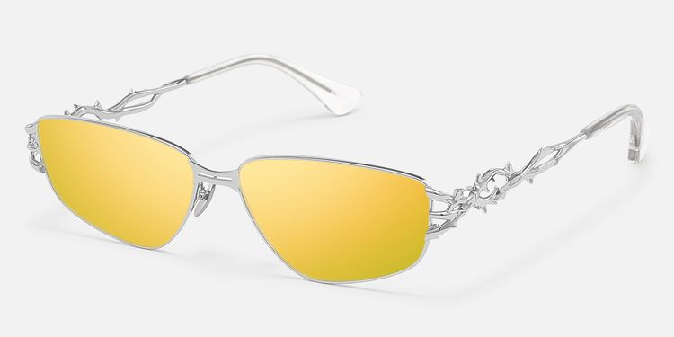 Spine - Silver Spine Deco Yellow Mirrored Shades by Vooglam