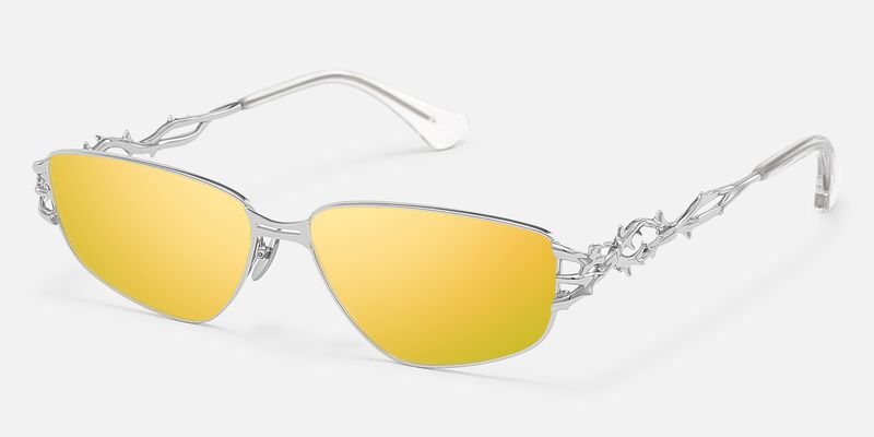 Spine - Silver Spine Deco Yellow Mirrored Shades by Vooglam