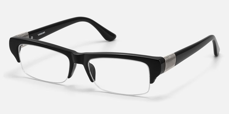 Kairo - Black Semi Rimless Acetate Glasses by Vooglam