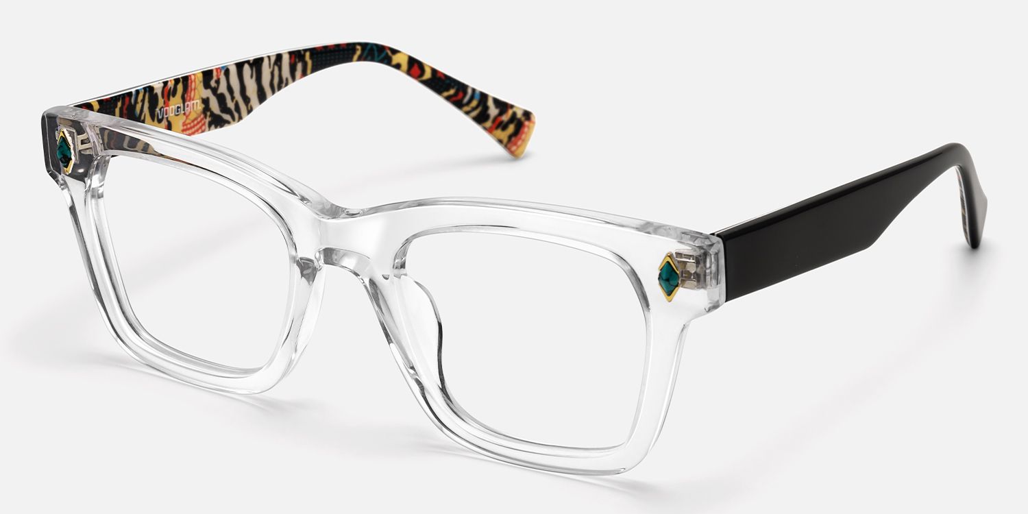 Adinkra - Square Transparent Eyeglasses by Vooglam - Front View
