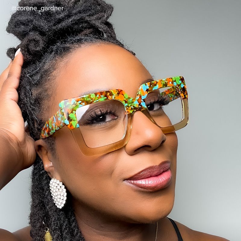 Charisse - Square Two-tone Floral Eyeglasses - 10