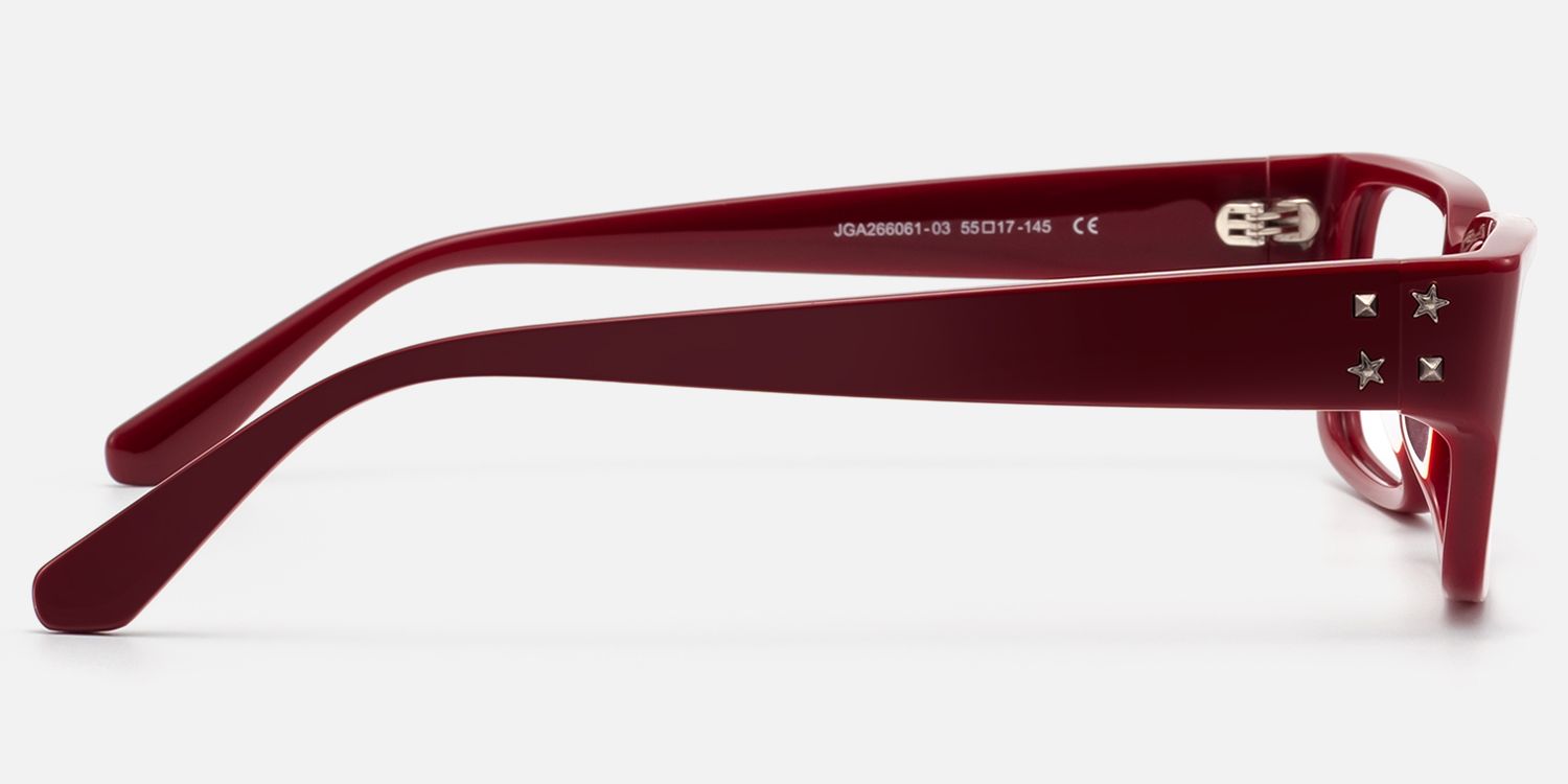 Drexen - Dark Cherry Red Rectangle Eyeglasses by Vooglam - Side View