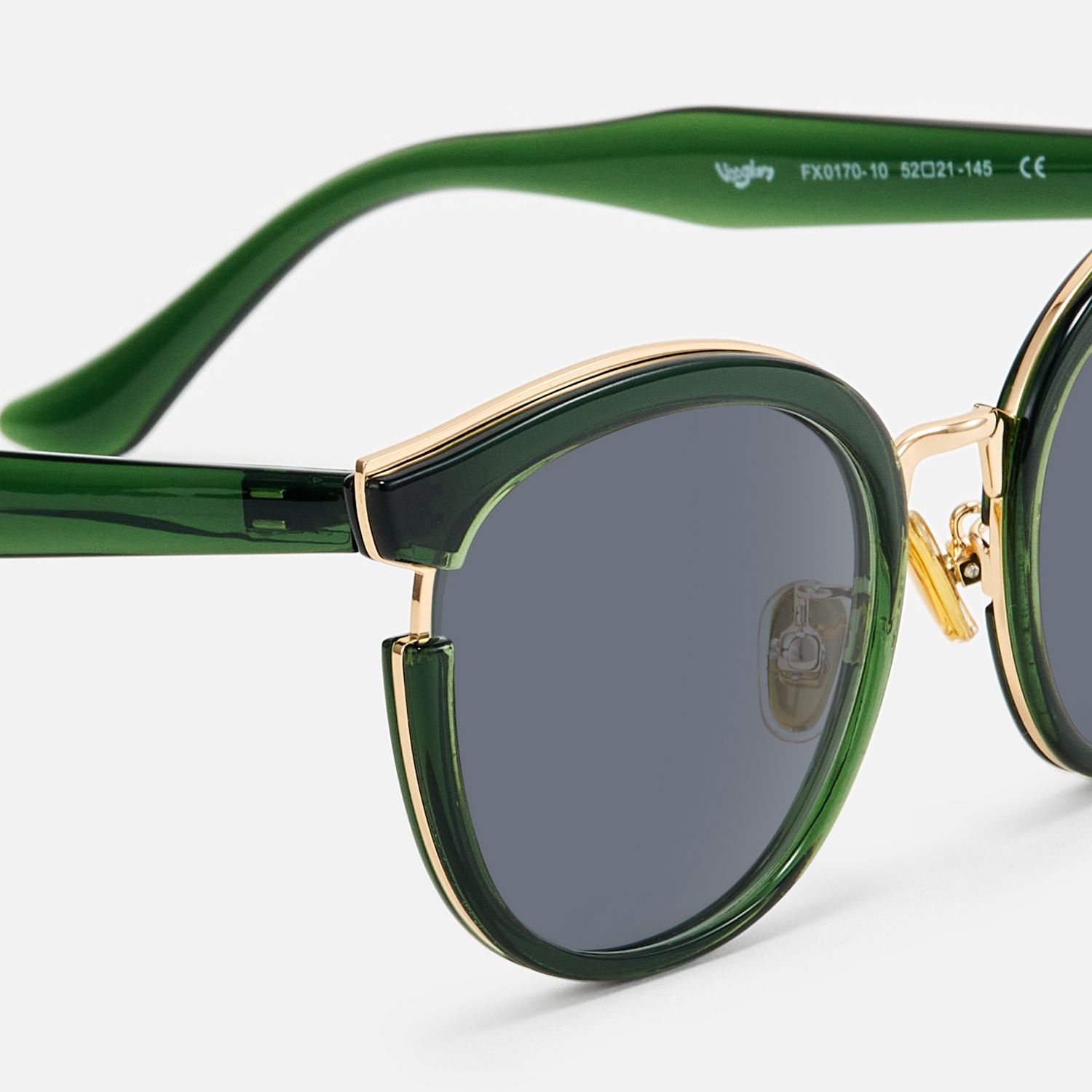 Retro Classic Hunter Green Sunglasses Cat Eye Shape by Vooglam - Design Details