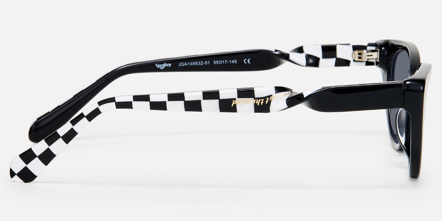 Harena - Lightweight Cateye Checkered Sunglasses by Vooglam - Side View