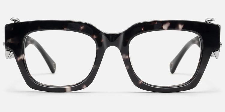 Sabrina - Black Pierced Tortoise Glasses by Vooglam