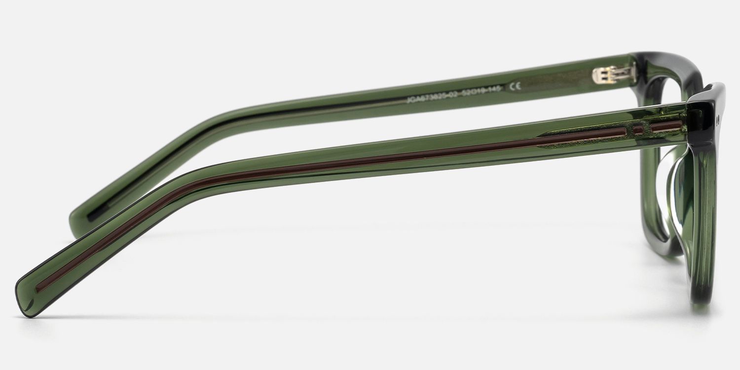 Remix - Rectangle Green Eyeglasses by Vooglam - Side View