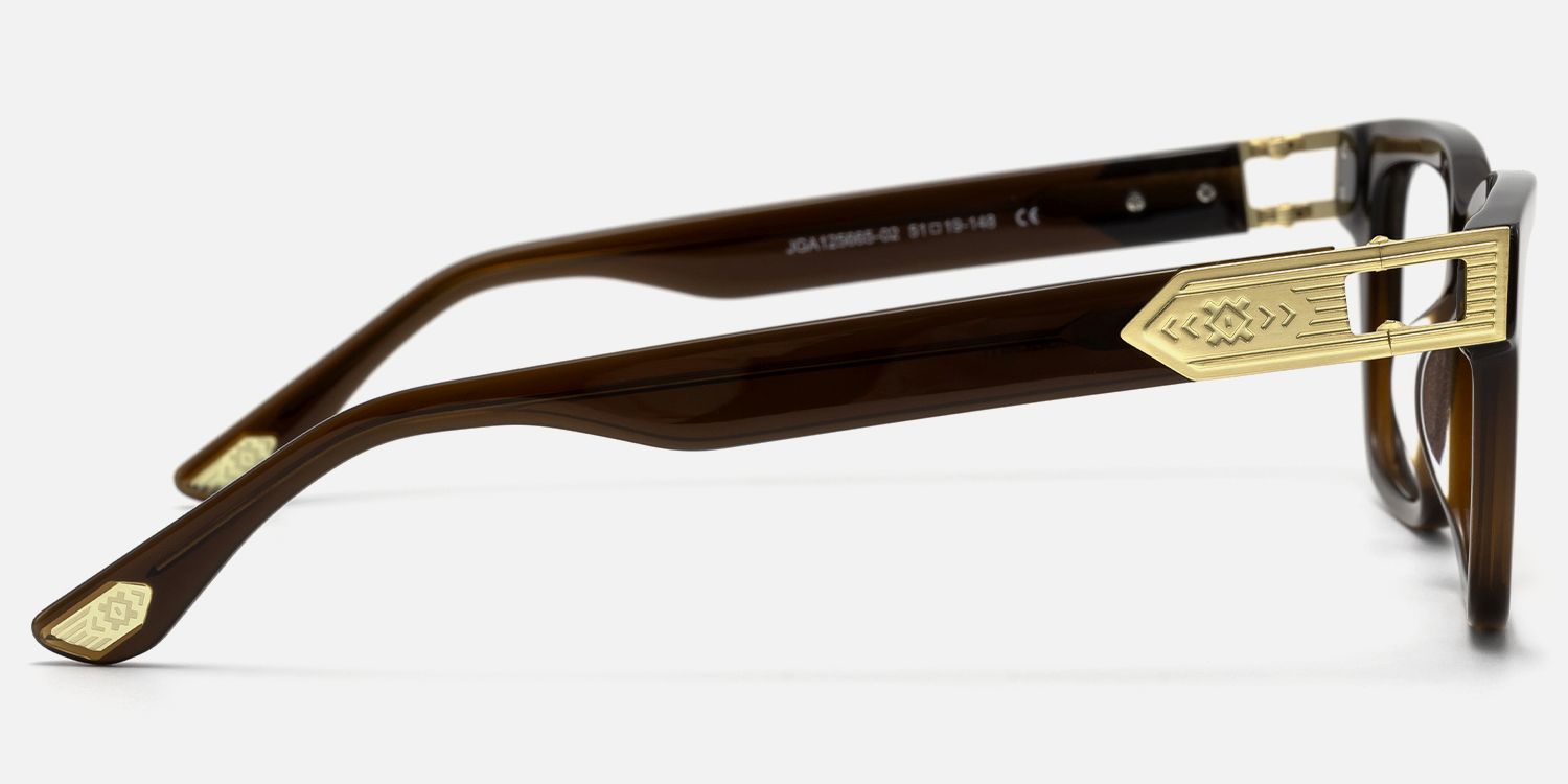 Legacy - Brown Gold Square Rectangle Eyeglasses by Vooglam - Side View