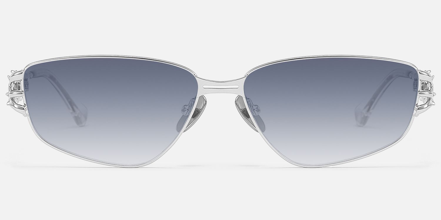 Spine - Silver Thorn Geometric Sunglasses by Vooglam - Angle View