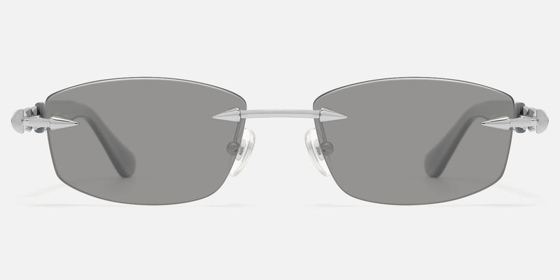 Fracture - Light Grey Tint Rimless Sunglasses by Vooglam