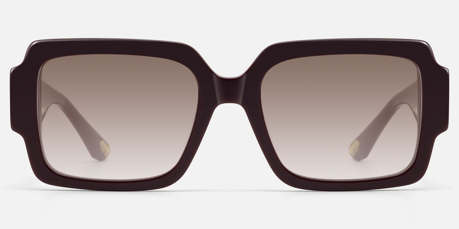 Axis - Burgundy Gradient Tint Sunglasses by Vooglam - Angle View