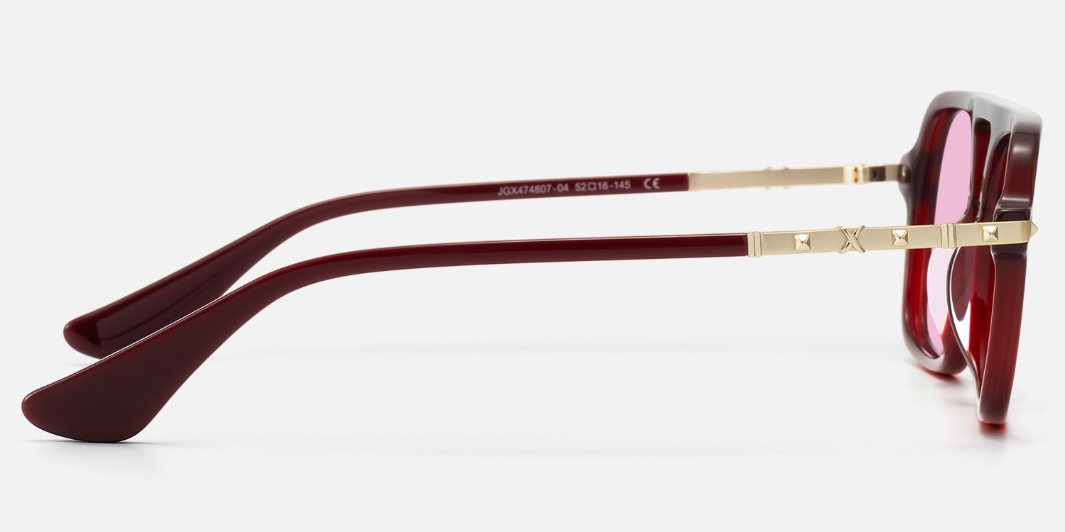 Marfa - Red Square Aviator Sunglasses by Vooglam - Side View