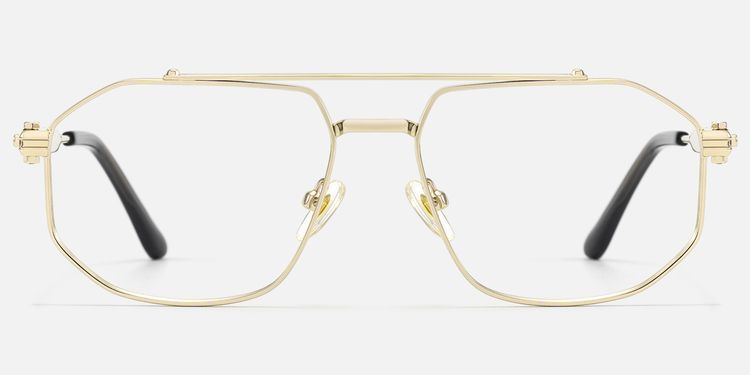 Ando - Gold Geometric Aviator Scale Glasses by Vooglam