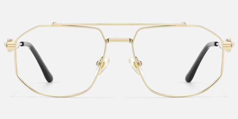 Ando - Gold Geometric Aviator Scale Glasses by Vooglam