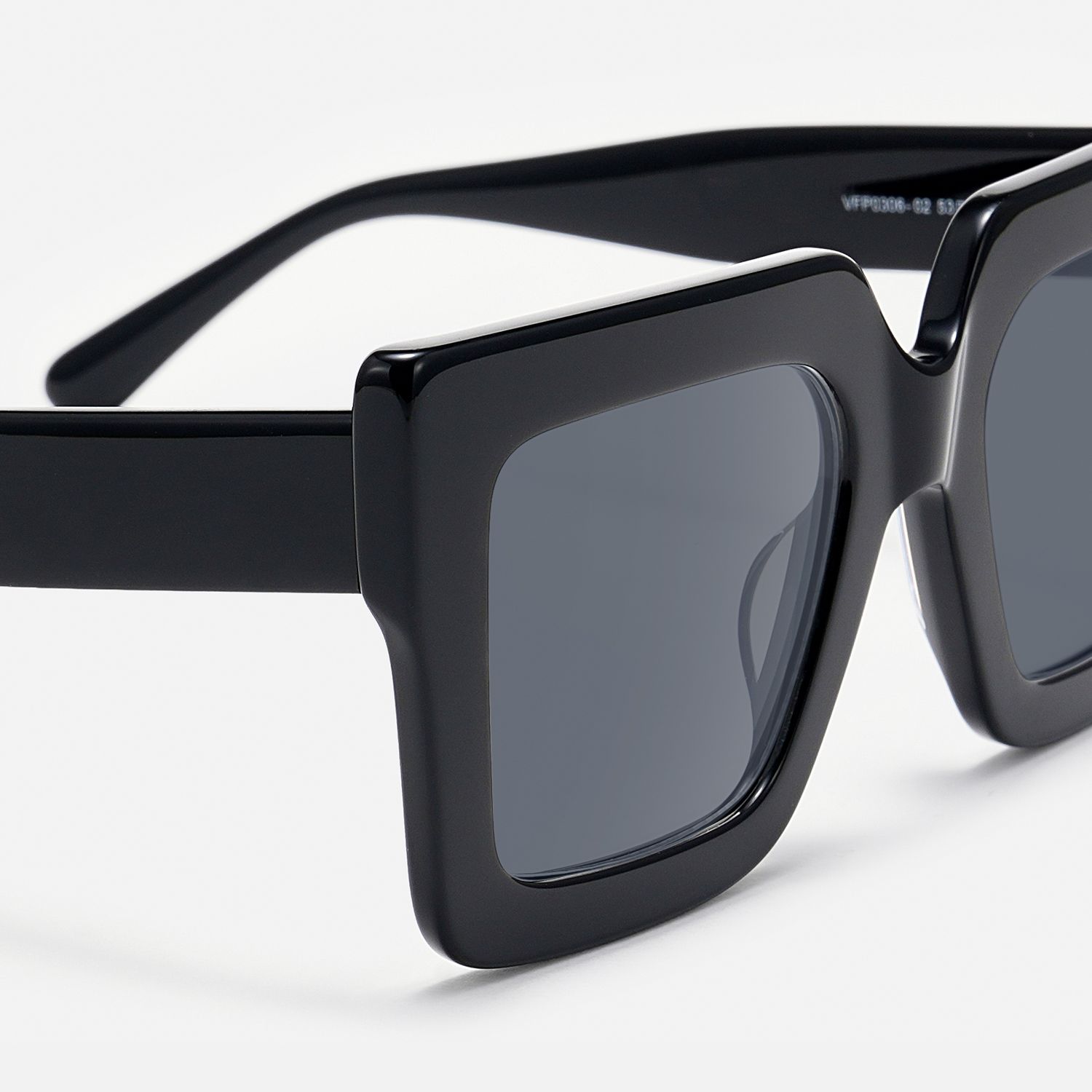 Charisse - Bold Chunky Square Black Sunglasses by Vooglam - Design Details