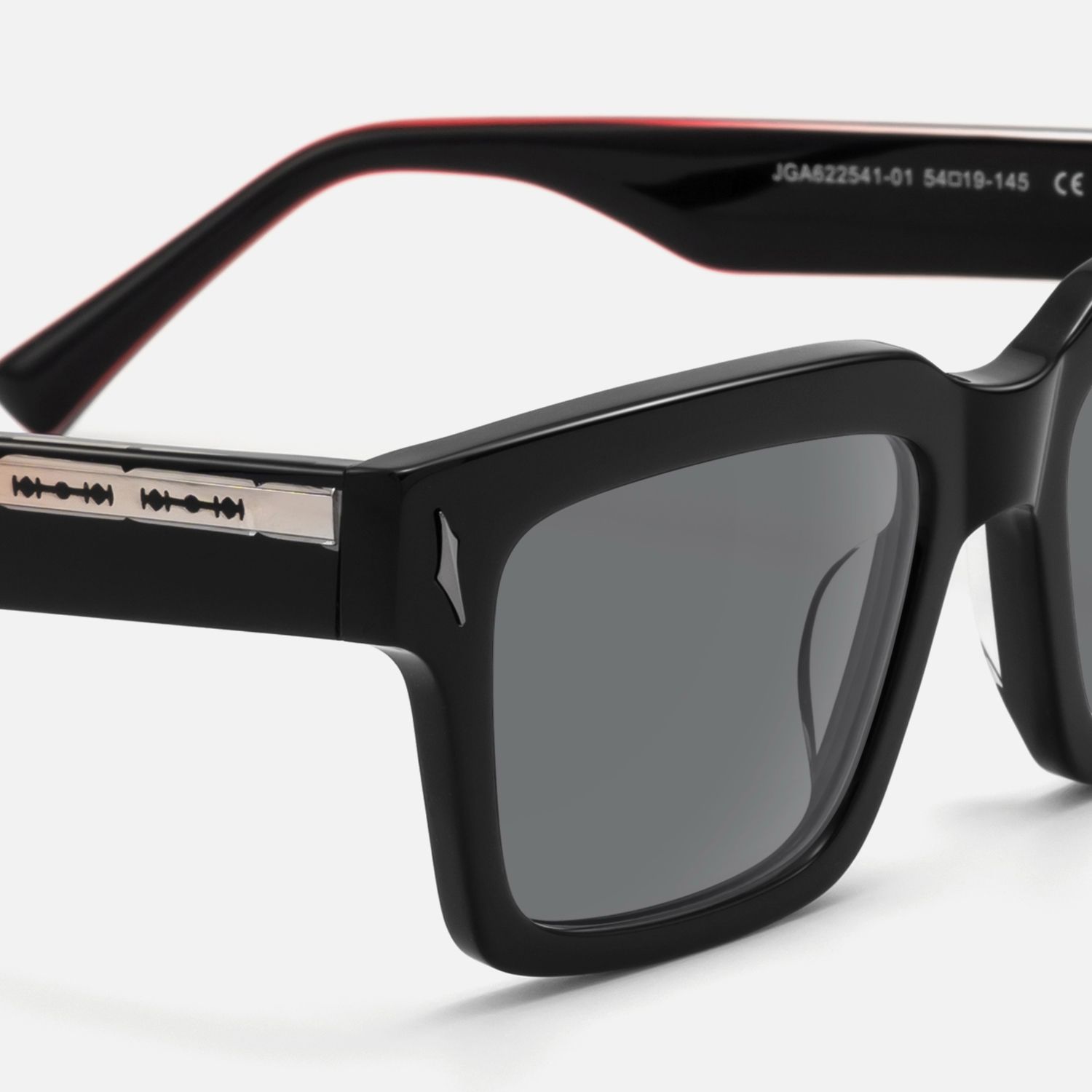 Razor - Dark Rimmed Black Sunglasses by Vooglam - Design Details
