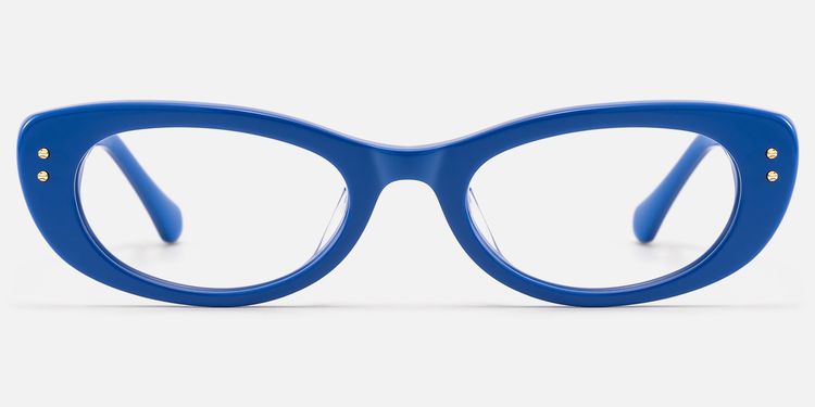 Ginza - Blue Funky Y2K Narrow Cat Eye Rx Glasses by Vooglam
