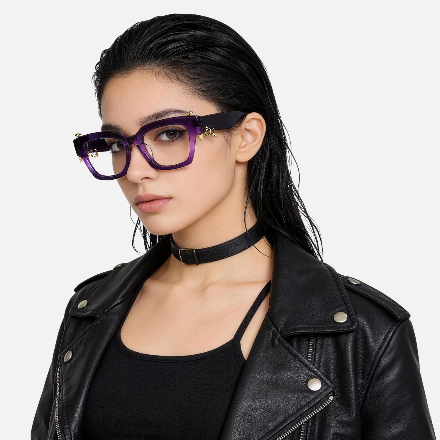 Brand Story: Behind the design of Sabrina - Clear Purple Rectangle Glasses with Spikes by Vooglam