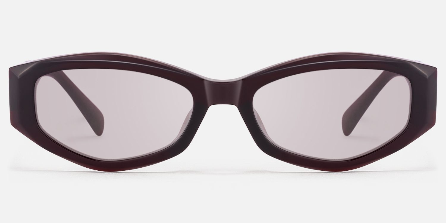 Vesper - Dark Red Geometric TR90 Sunglasses by Vooglam - Angle View