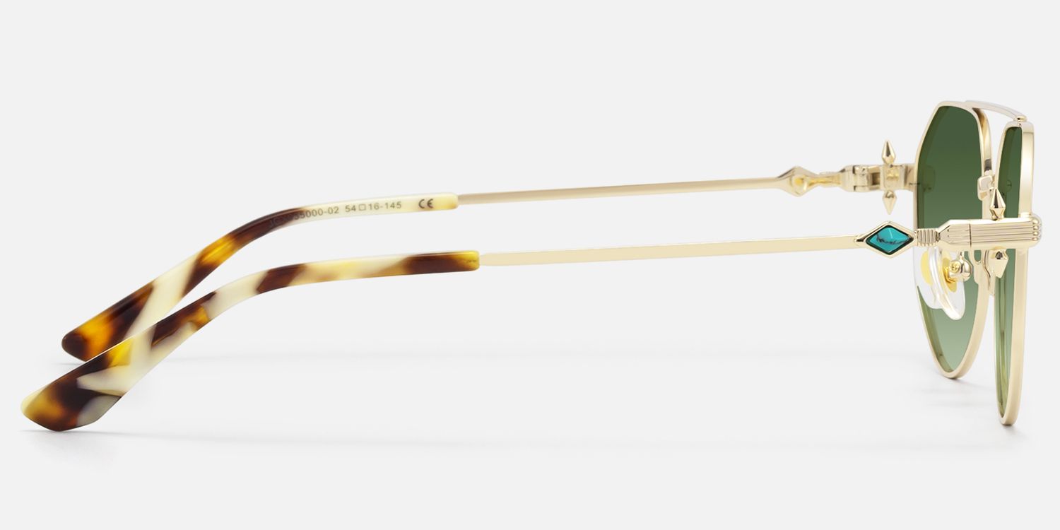 Aegis - Green Gradient Aviator Sunglasses by Vooglam - Side View
