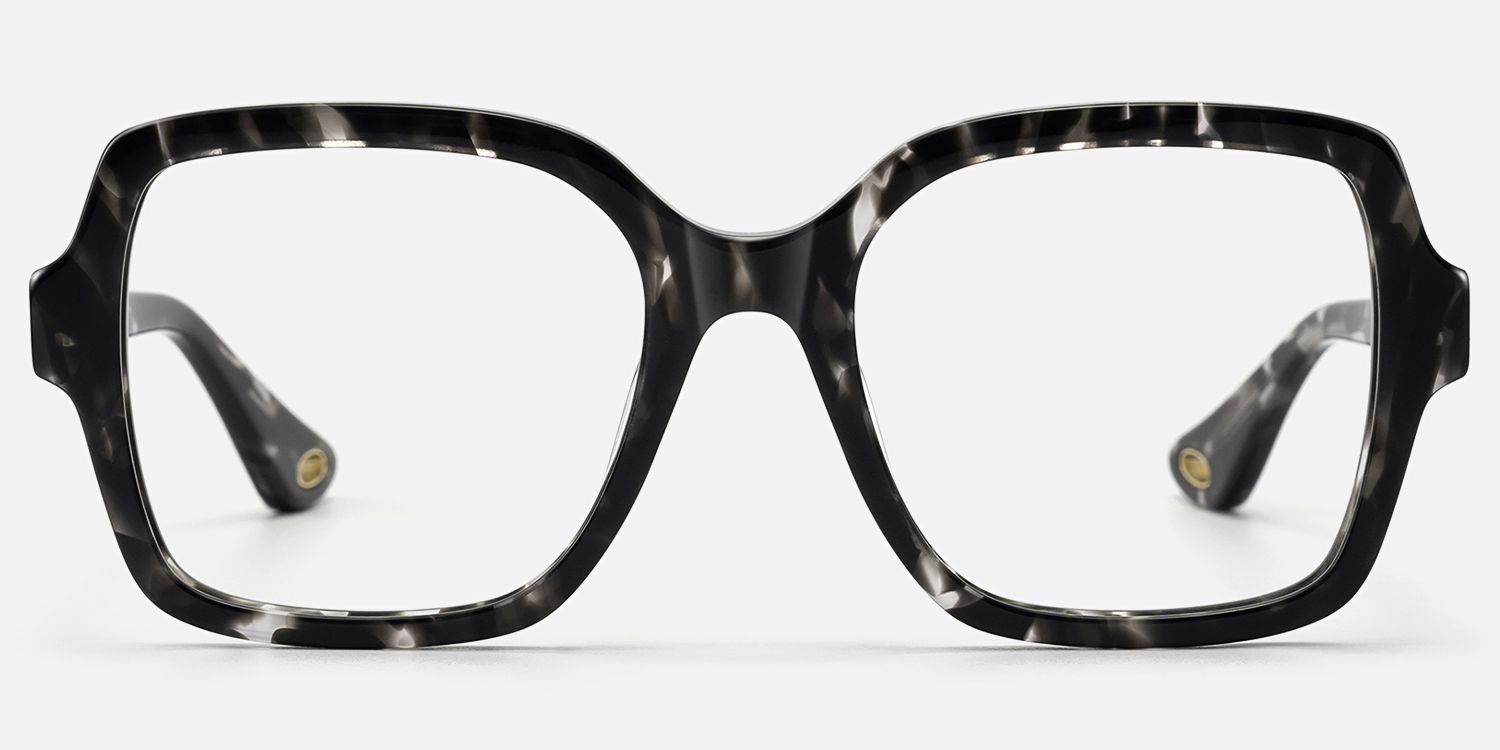 Meridian - Statement Square Black Eyeglasses by Vooglam - Angle View