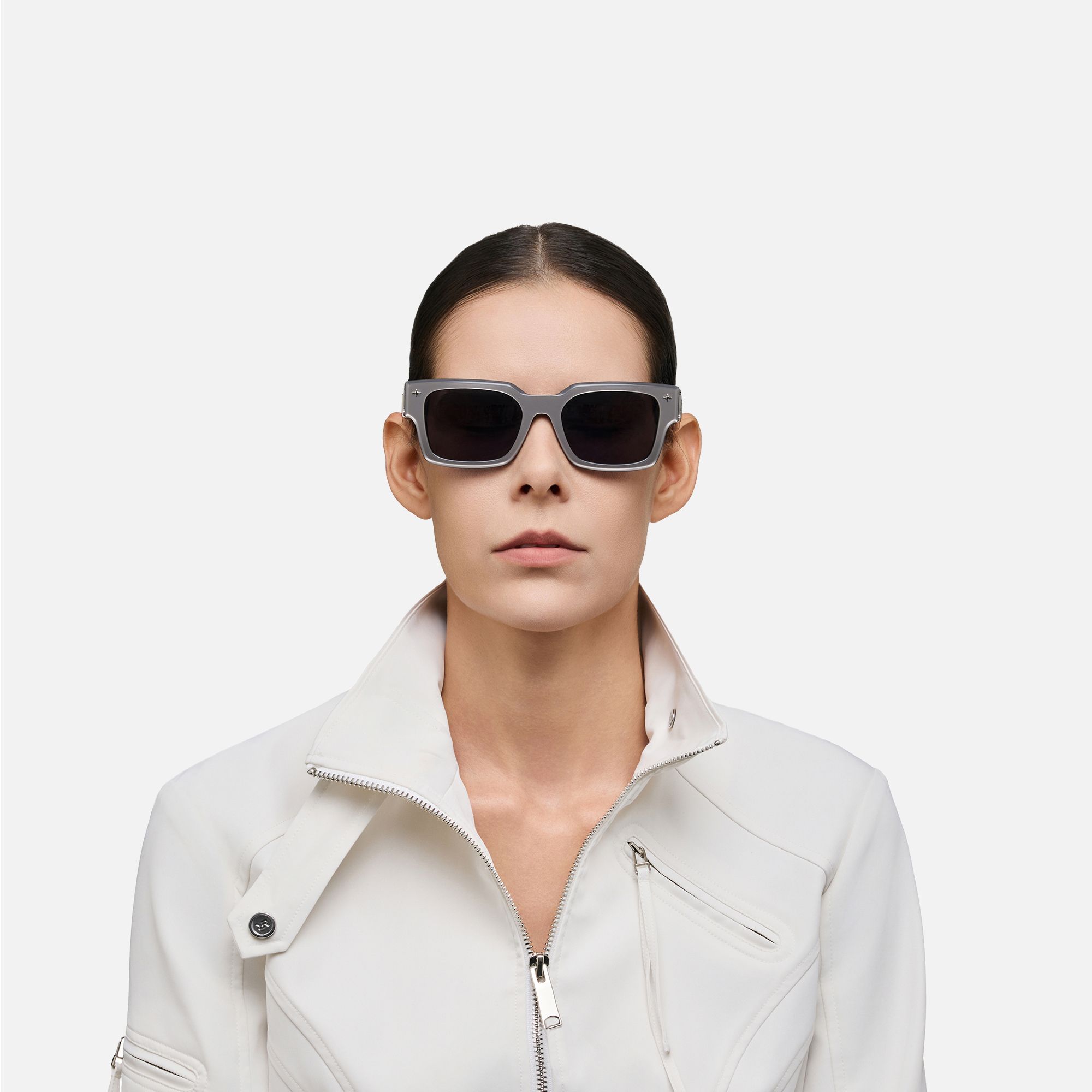 The Programmer - Bold Silver USB Sunglasses by Vooglam - On Model