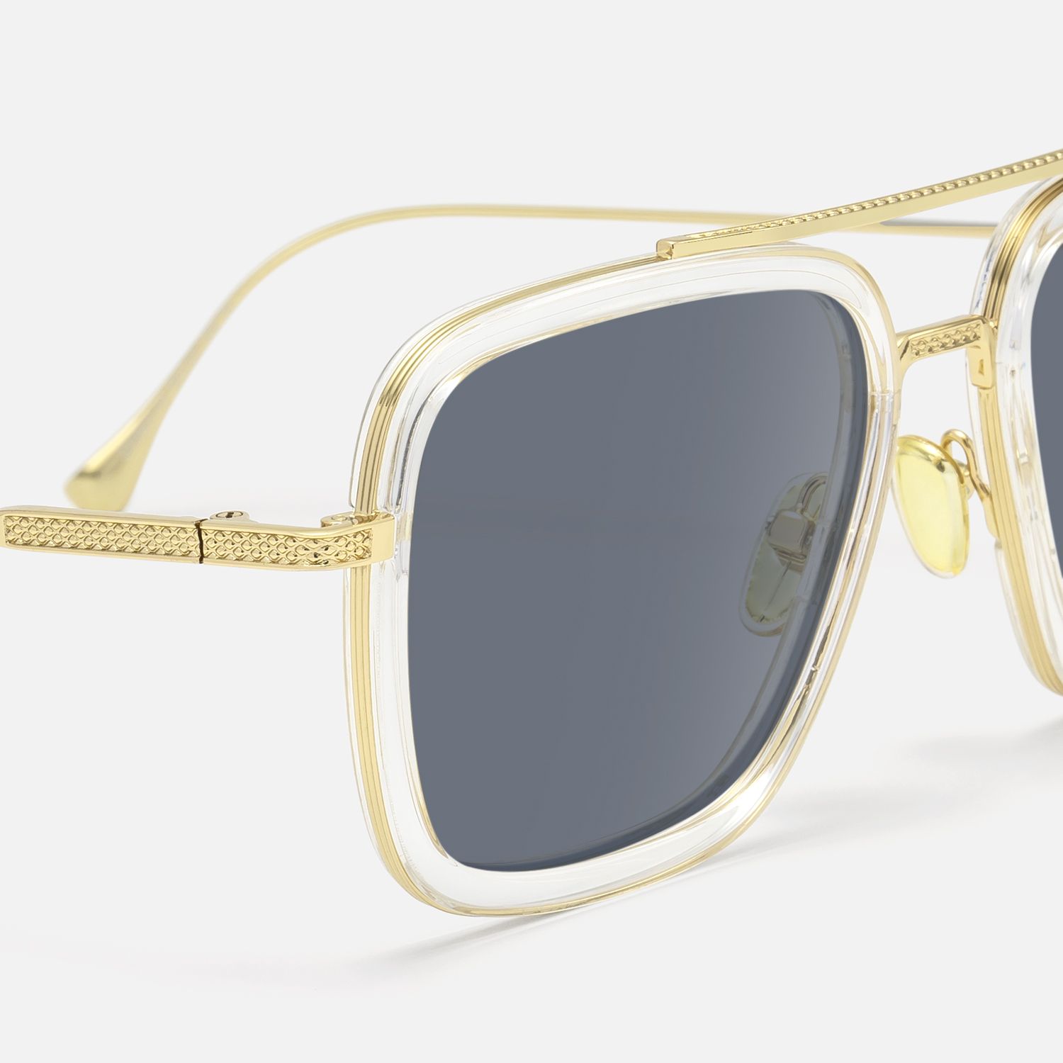 Alvira - Clear Aviator Sunglasses Gold Frame by Vooglam - Design Details