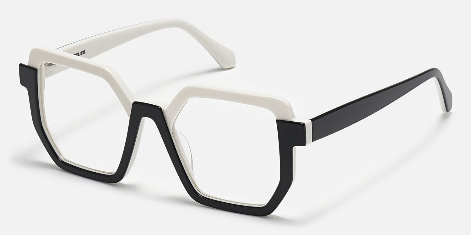 Mixon - Stylish Two Tone Acetate Hexagon Glasses by Vooglam - Front View