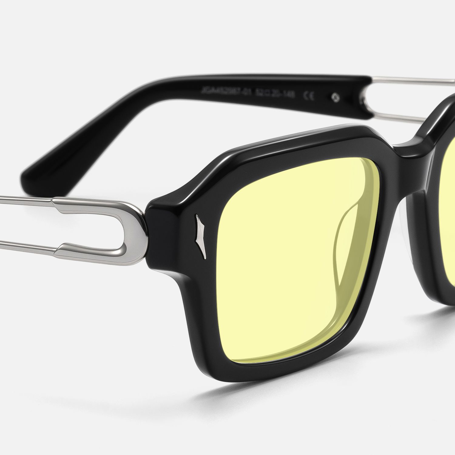 Blindspot - Acetate Yellow Tint Black Sunglasses by Vooglam - Design Details