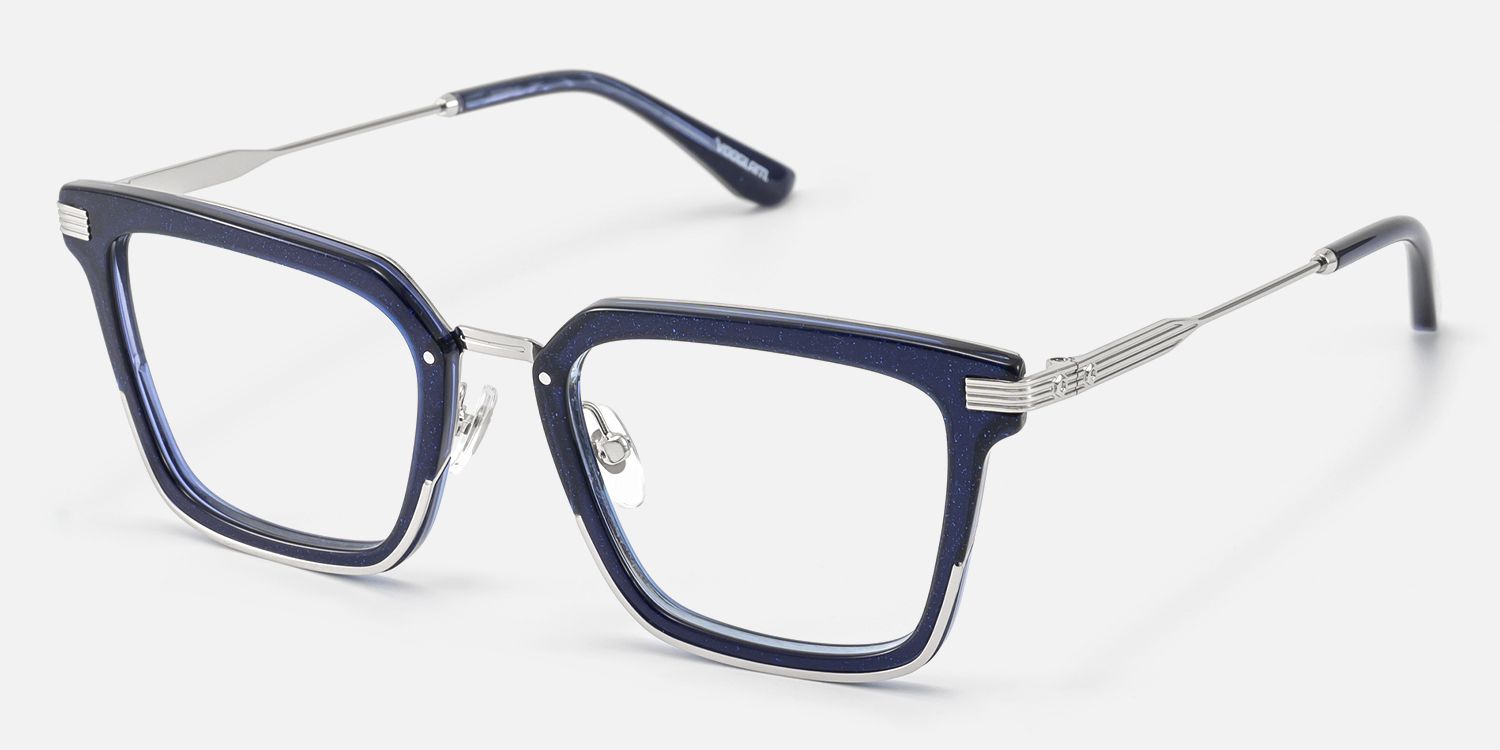 Kassel - Urban Modular Navy Blue Glasses by Vooglam - Front View