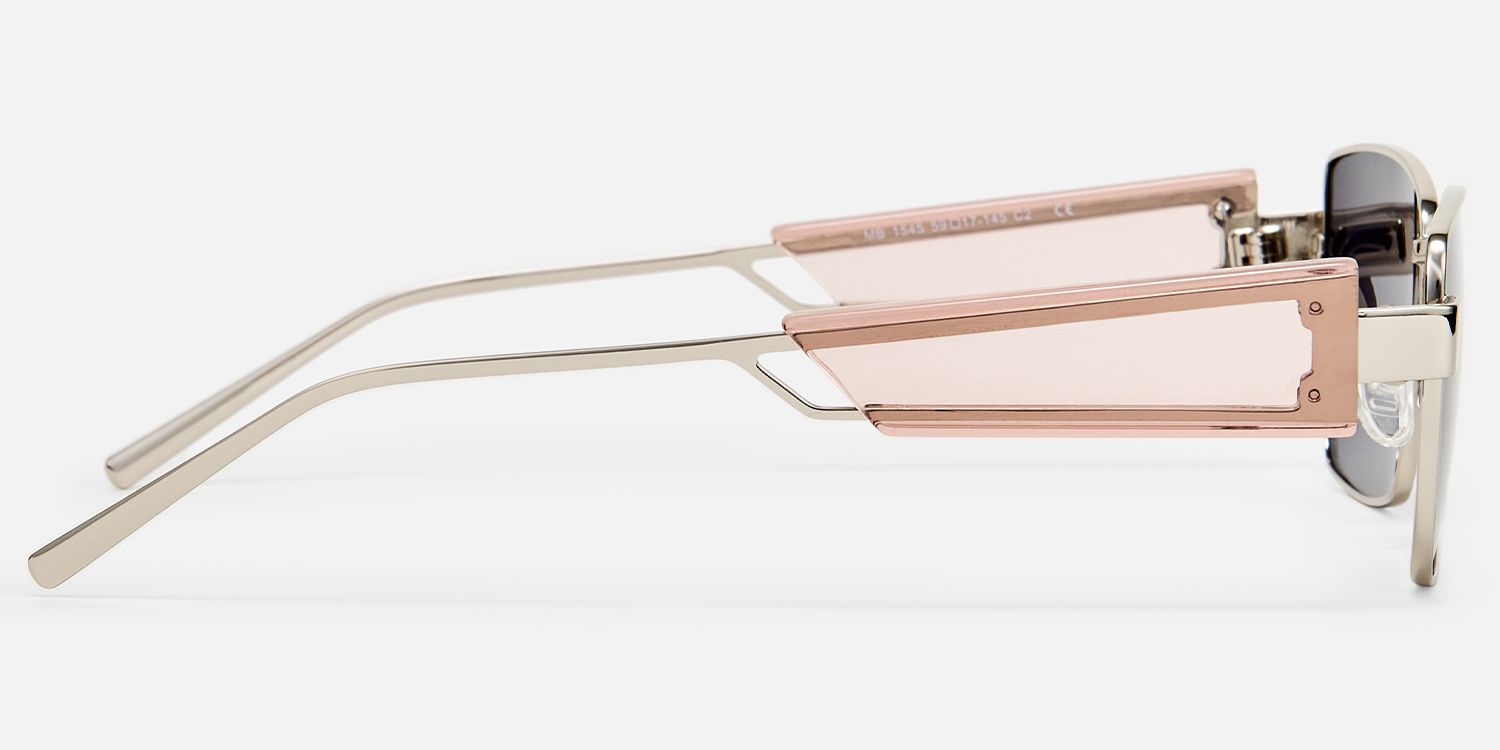 Rogue - Rectangle Silver Sunglasses by Vooglam - Side View
